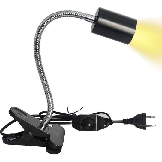 Durable Reptile Heat Lamp No Infrared Light Animal Heat Lamp Lizard/Chick/Snake/Hamster,220V+ lamp, silver, 1pcs