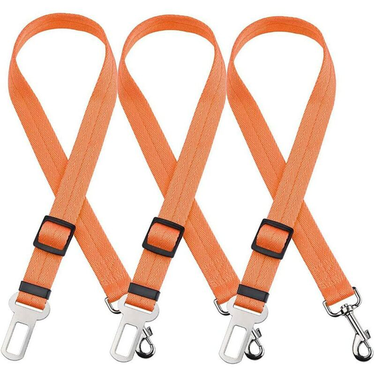 3 Pack Nylon Adjustable Dog and Cat Safety Straps for 19-32 Inch Car Seat Belt