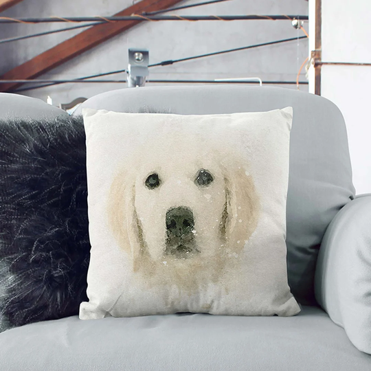 Golden Retriever Puppy in Abstract Cushion with Filling