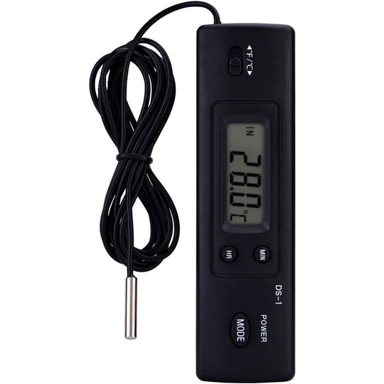 Thermometer lcd Digital Temperature Meter Humidity Measurement Wired Probe Sensor for Refrigerator Aquarium Air Conditioner(Black)