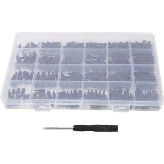 360pcs M2/M2.5/M3 Black Nylon Male Female Hex Standoffs Standoffs Nuts Assortment Kit (Black)