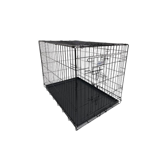 HugglePets Dog Cage with Plastic Tray - Black, XX-Large