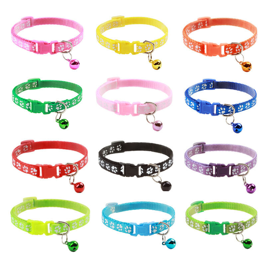 12 Piece Adjustable Anti-Strangulation Cat Collar for Cat Kitten Puppy with Bell and Safety Buckle 19-32cm