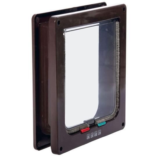 4-way Lockable Cat Door Porta 23.5x25.2x5 cm Brown Karlie Brown