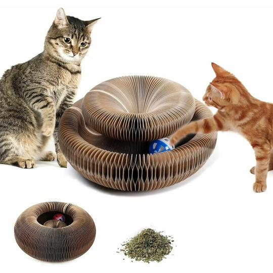 Cat Scratching Post with Toy Ball, Magic Organ Cat Scratching Board, Magic Collapsible Cat Scratcher, Catnip Scratching Board, Cardboard Cat Scratcher