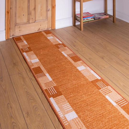Bale Looped/Hooked Terracotta Hallway Runner Rug
