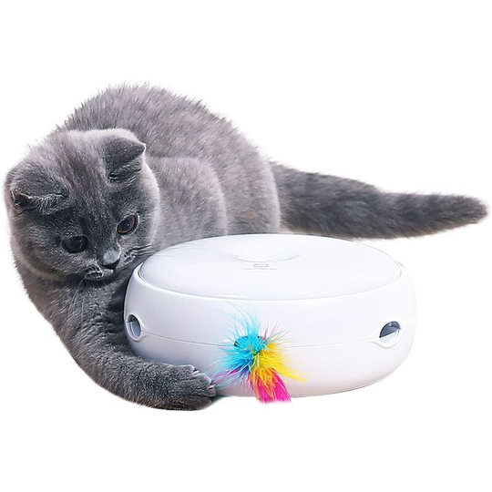 Interactive Cat Toy, Automatic Feathered Cat Games (New Silent Version), Kitten Whirling Game for Indoor Apartment Batteries Included