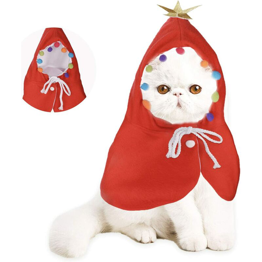Monly - Christmas Cat Costume Outfit,Christmas Cat Clothes,Christmas Cat/Dog Costume,Suitable for Halloween, Christmas, Parties, Holiday Events. (l)