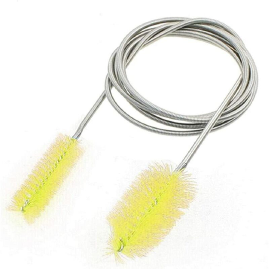 Double Ended Aquarium Fish Tank Flexible Brush Stainless Steel Spring Nylon Tube Cleaning Brush Filter Pump Hose Cleaner Yellow Very Practical and