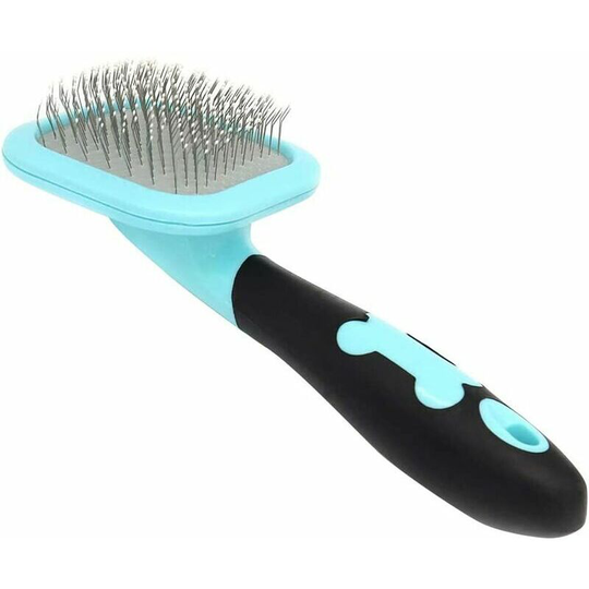 Pet Grooming Brush 360° Dog Furminator Poodle Greyhound Pet Slicker Comb Massage Comb Loose Clean Fur Dirt for Cats Small Dogs - Blue - With Dots