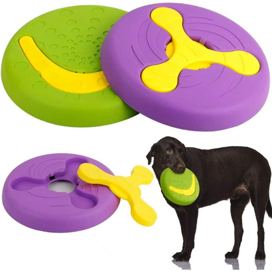 Tinor - 2 in 1 Multifunctional Durable Dog Pet Flying Disc Toy Flying Frisbee Flying Saucer Training Toys Dog Bowl for Outdoor Interactive Fun (2