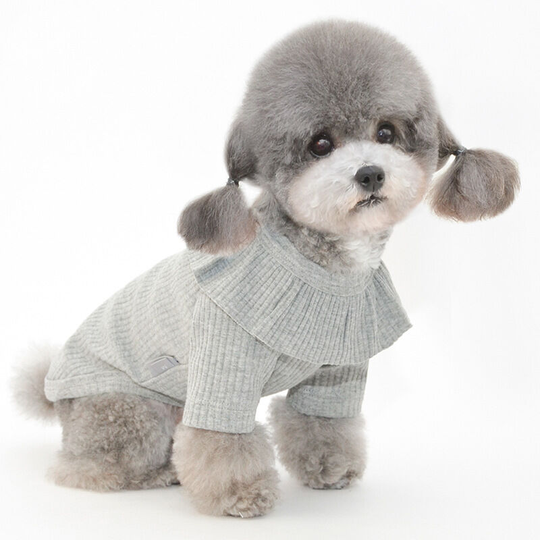 Dog clothes spring new pet clothes puppy two-legged clothes dog bottoming clothes cat clothes kitten clothes ruffle collar two-legged clothes - gray
