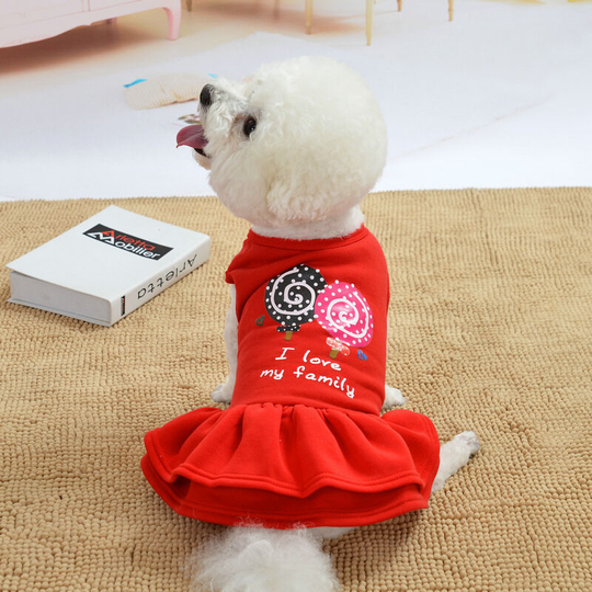 Dog dress Princess Teddy skirt spring and winter m (chest 36', back 28' suitable for weight 4-6 pounds '), red)