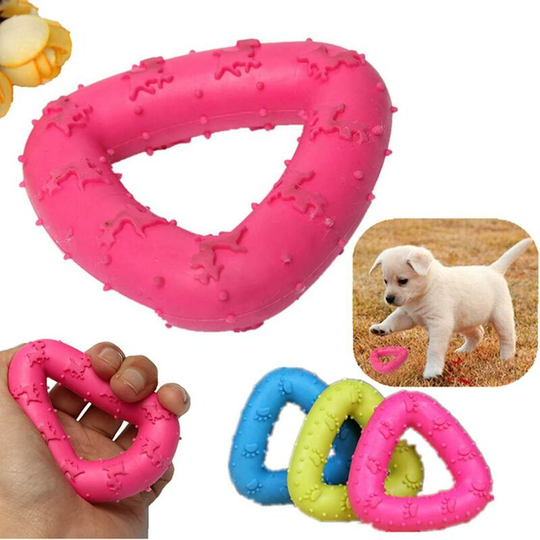 Rubber Dog Cat Triangle Puppy Play Funny Chew Toy Simple Random Color Non-toxic Training For Dog