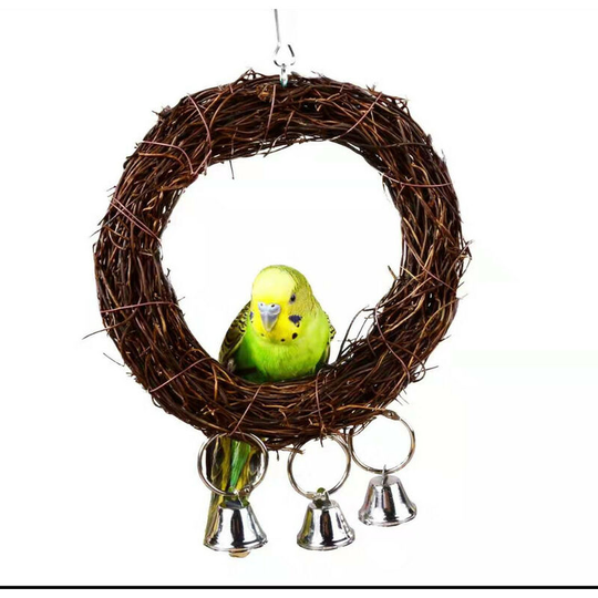 Thsinde - Hanging Birds Swing with Birds Rattan Ball Hug Ring Toy Rattan Hanging Swing Parrot Shredding Toys Pouring African Cockatoo Conure Parakeet