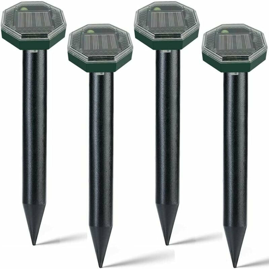 Flkwoh - Solar Ultrasonic Mole Repeller,Ultrasonic Mole Repellent,Ultrasonic Snake Repeller Set of 4,Solar Mole Repeller,Ip65 Solar Mole