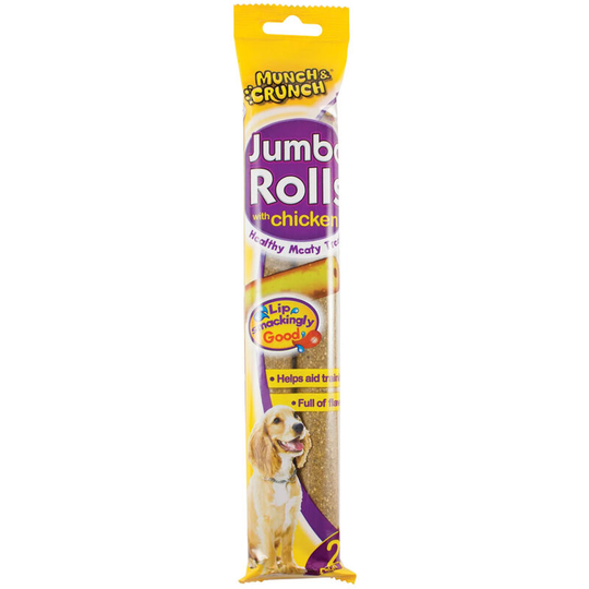 Jumbo Rolls Dog Treats (Pack Of 2) (Pack Of 2) (Chicken) - Chicken - Munch&crunch
