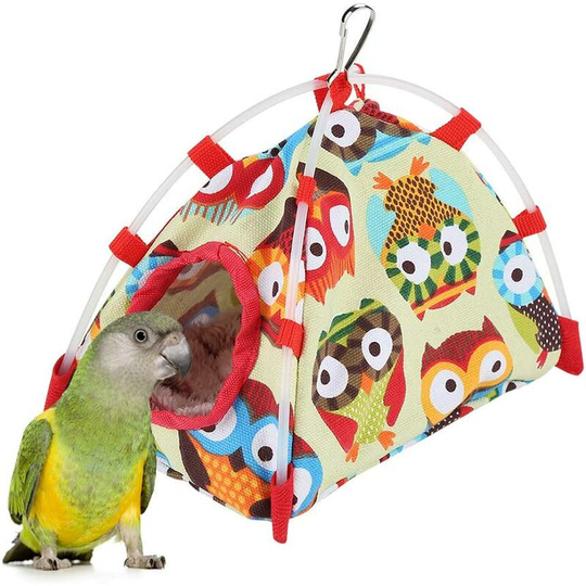 Parrot House Hanging Bird Hammock Toy Windproof Nest House Bed Cave Winter Warm for Cockatoo (Owl s)