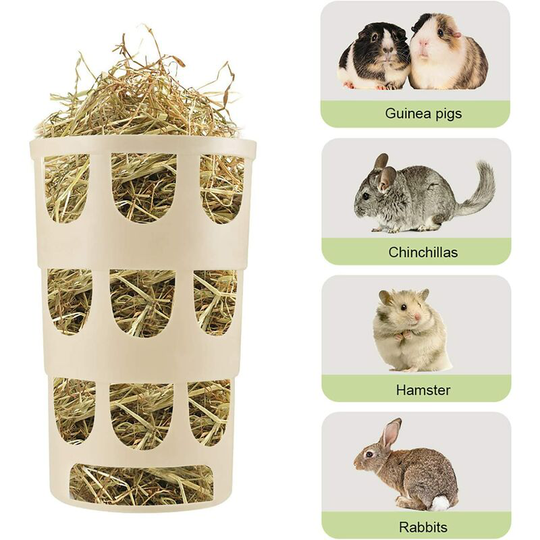 Hay Rack for Small Animals, Food Dispensers Porous Hangable Plastic Feeding Bowl, Accessories Cage for Rabbits Hamster Chinchillas - Light Coffee