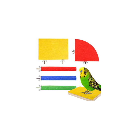 Heyu-Lotus 5 Pack Bird Parrot Perches, Natural Wood Bird Perch Stand Platform Paw Grinding Stick Set Bird Cage Accessories for Small Parakeets, C