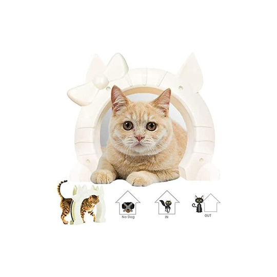 Osqi - Cat Door, Pet Door for Cats 2 Way Hole Pass Interior Door for Hollow Core Glass Door for Small Medium Cats Hidden Litter Box in Basement Screw