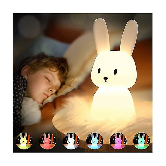 Deckon - Rabbit Night Light Touch 7 Colors | Usb Rechargeable Can Be Timed Night Light Kids Deco Lamp For Christmas Decoration Kid Room Birthday Gift