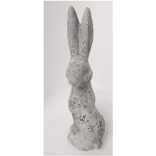 Hare Rabbit Garden ornament Sculpture in white terracotta - 48cm tall