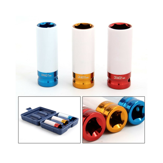 Alloy Wheel Nut Thin Wall DEEP Impact Socket Set 1/2" drive 17