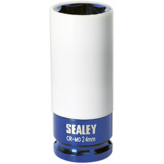 24mm Alloy Wheel Impact Socket - 1/2' Square Drive - Rim Protect Sleeved Socket
