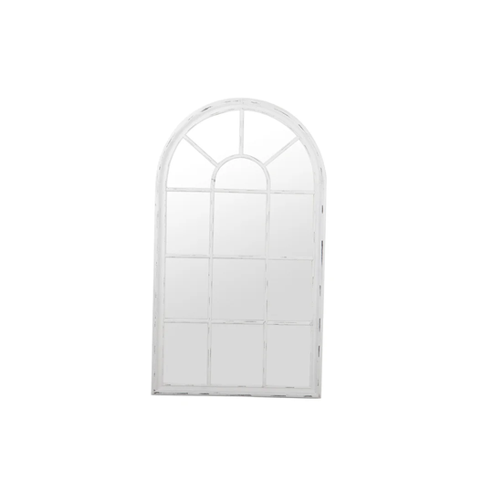 Wood Window Mirror Antique White 80x4x140 Cm