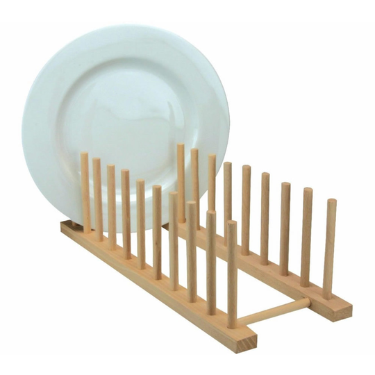 (Large) Beech Wood Wooden Long 10 Plates Plate Rack Stand Holder Drainer Kitchen