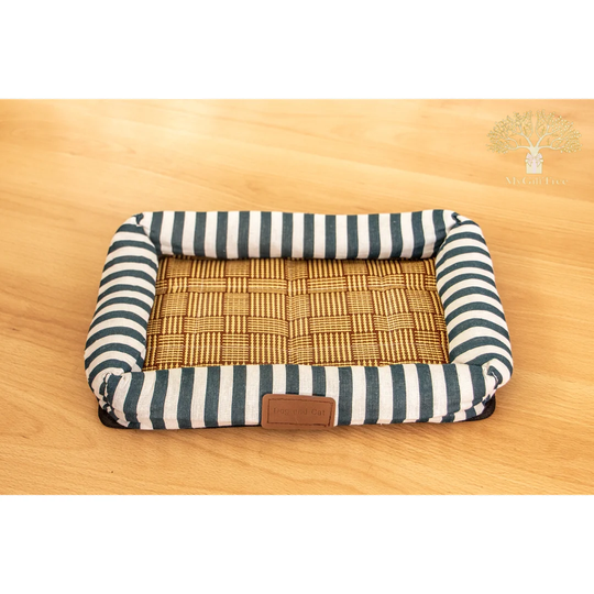 Rattan Bolster Cushion in Grey/White
