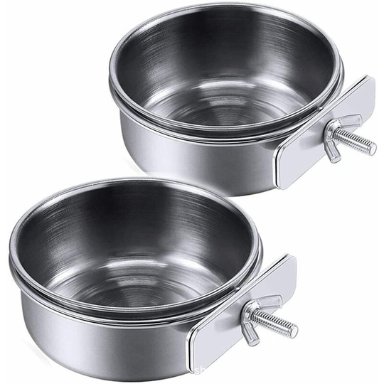 Sun Flowergb - 2 Pack Parrot Bird Feeder Cups Food Bowl Clamp Holder Cooper Cup, Bird Cage Water Bowl for African Gray Parakeet Conure Cockatiels