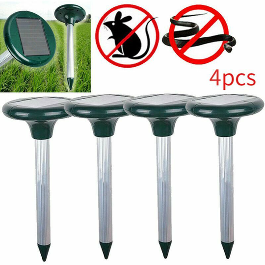 Monly - 4pcs Ultrasonic Solar Mole Repeller, Solar Repeller, Ultrasonic Repellent, Snake, Waterproof, Anti Mole, Rat, Mouse, Snake