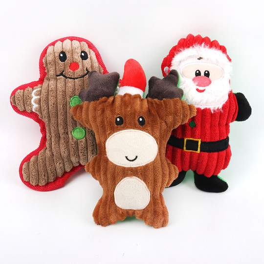 3 pcs Christmas series pet products molars bite resistant cute cartoon dogs plush voice toys 20 * 13cm