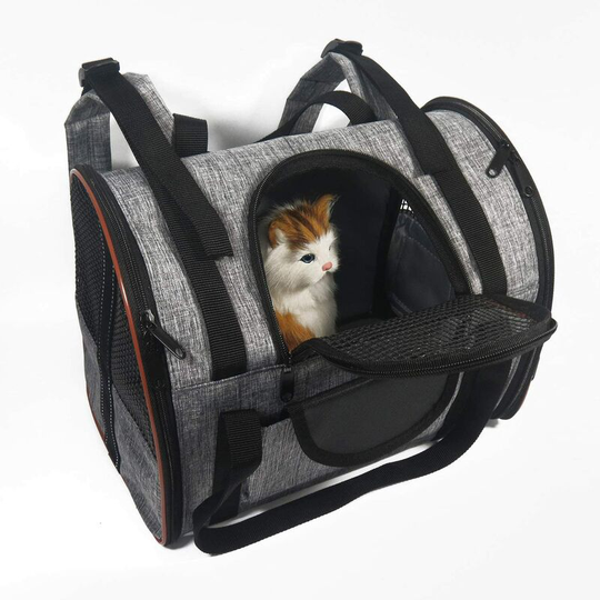 Travel Bag, Foldable Dog Cat Carrier Bag, Car Airplane Travel Bag for Cats, Kittens, Puppies, Rabbits and Other Pets (Brown)