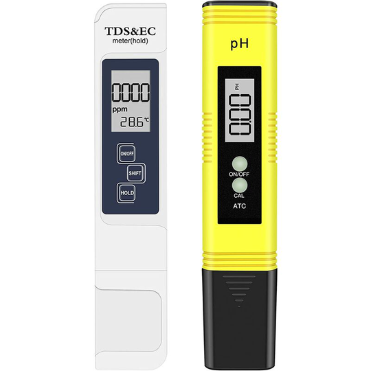Perle Rare - Water Quality Test Meter tds ph ec Temperature 4 In 1 Set Digital Tester with lcd Display Test for Swimming Pool, Aquarium
