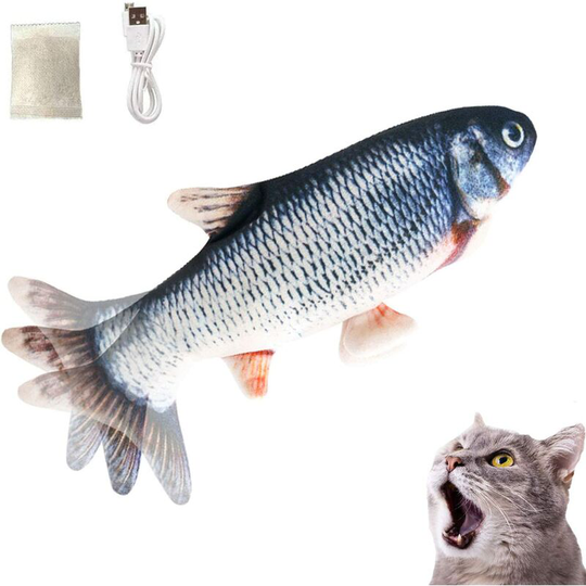Electric Fish Cat Toy, Funny Interactive Pets Pillow Chew Bite Kick Supplies Catnip Toys Perfect for Cat/Kitty/Kitten Fish Flop Lifetime Replacement