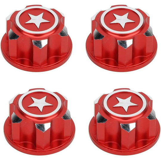 RC Hex Wheel Nut, 4pcs Metal 17mm Hex Wheel Mount Nuts Compatible with X-MAXX Summit Traxxas RC Car(Red)