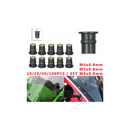Motorcycle Windshield Nut, 30 M4/M5/M6 Rubber Nuts Universal Motorbike Windshield Screw Fastener Nuts Windshield Shaft Nut for Car Off-Road Motorbike