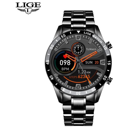 LIGE/Bangwei Multifunctional Smart Watch Bluetooth Call Pedometer Blood Pressure Heart Rate Detection Waterproof Watch Steelstripblack,Black