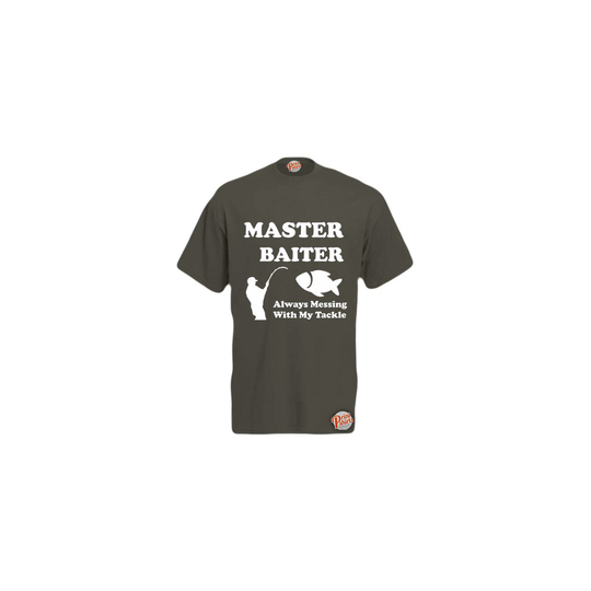 (Graphite, X-Large) Master Baiter! Mens Unisex Funny T-Shirt. Retro Tee