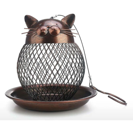 Cat Shaped Wild Bird Feeder Heavy Duty Metal Frame Squirrel Proof Bird Feeders Thsinde