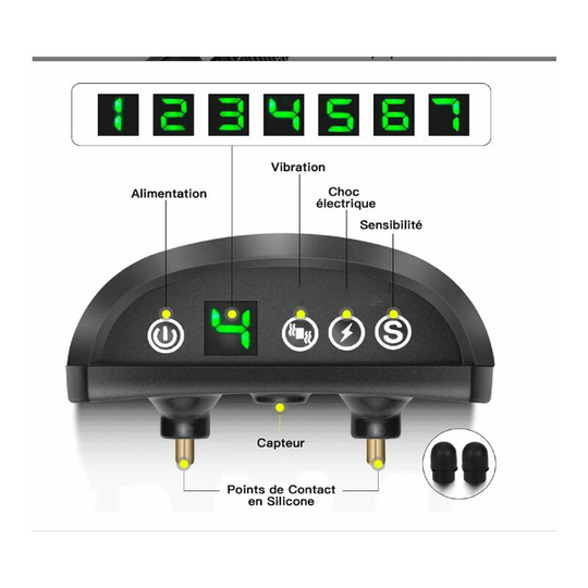 Qersta - Dog Anti Bark Collar - 3 Modes Electric Shock/Vibration/Sensitivity Automatic Harmless Training Aid IP65 Rechargeable Battery Adjustable
