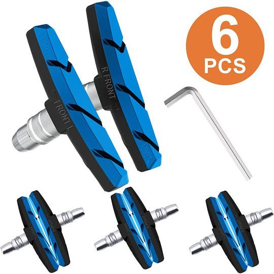 Bike Brake Pads Set, 3 Pairs Road Mountain Bicycle V-Brake Blocks Shoes with Hex Nut and Shims, No Noise No Skid, 70mm
