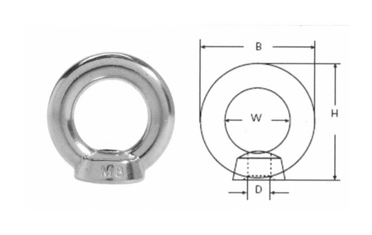 M6 Eye Nut T316 Stainless Steel (A4 marine Grade) DIN582
