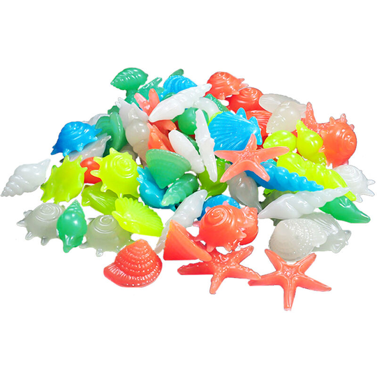 Asupermall - 100pcs Glow in the Dark Stones Glow Stones Conch Shell Starfish Shape Multi-colors Fluorescent Stone Decoration for Aquarium