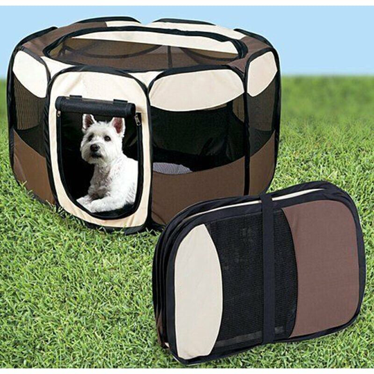 Puppy Playpen, Small Animal Enclosure, Coffee and White, Material: 600D Oxford Cloth