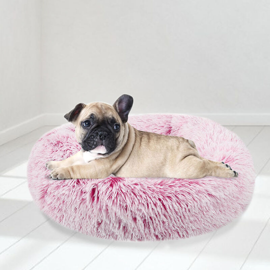Round Warm Fur Fluffy Pet Cushion, Pink 50CM - Livingandhome