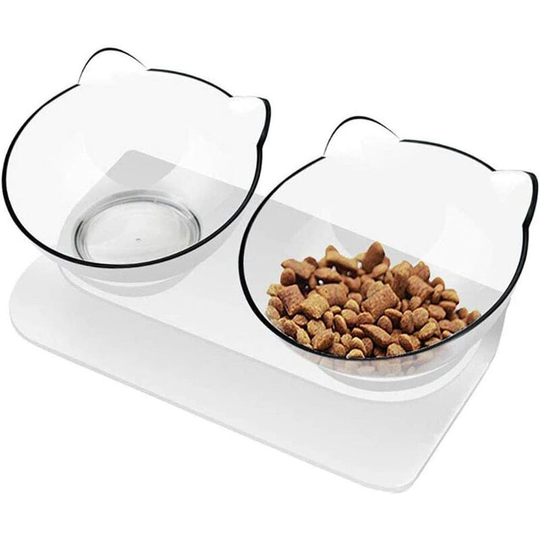 Cat Bowl, Double Raised Cat Bowl,15° Tilt Cat Bowl, Pet Bowl, Cat Bowl Available for Cats and Puppies